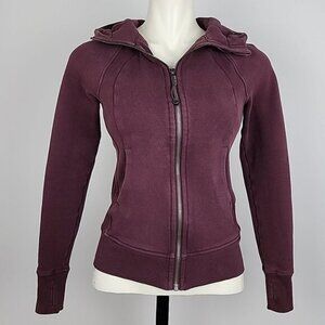 Lululemon Scuba Full Zip Hoodie Garnet Thumbholes Pockets Size 2